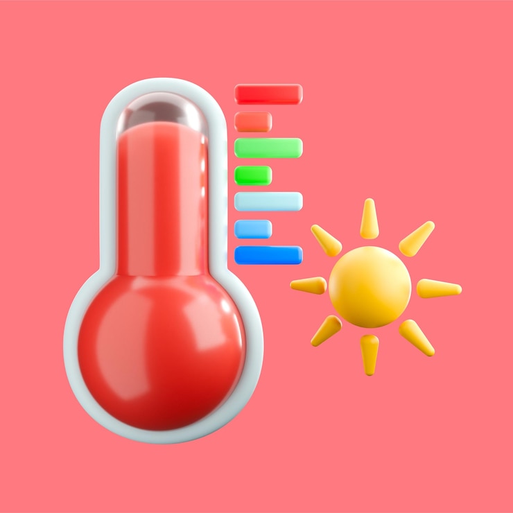 PSD 3d 뜨거운 온도 아이콘 온도계