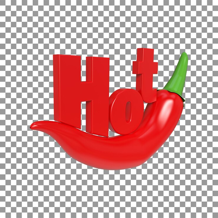 PSD горячий 3d-текст на 3d-предложениях о специях red chili