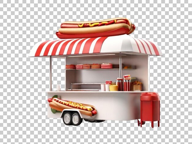 PSD 3d hotdog stand na białym tle