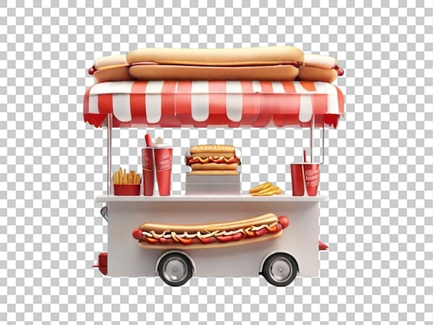 3d of hotdog stand on white background