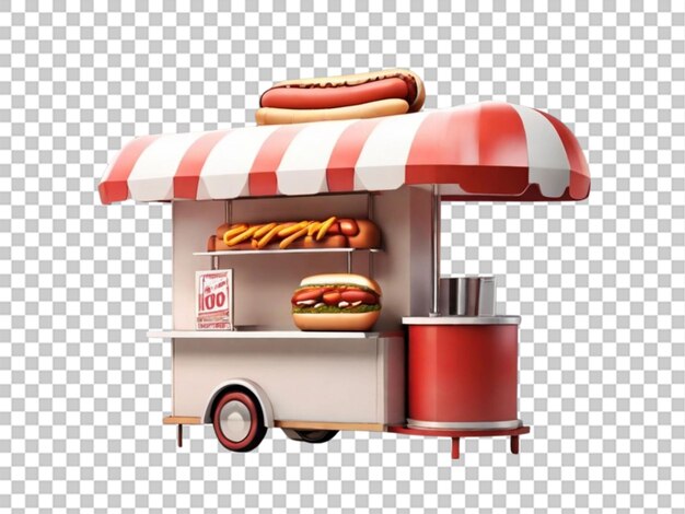 3d di hotdog stand su sfondo bianco