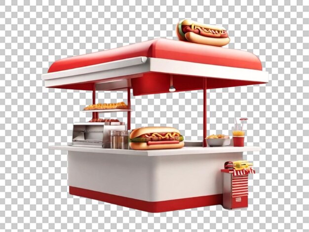 PSD 3d di hotdog stand su sfondo bianco