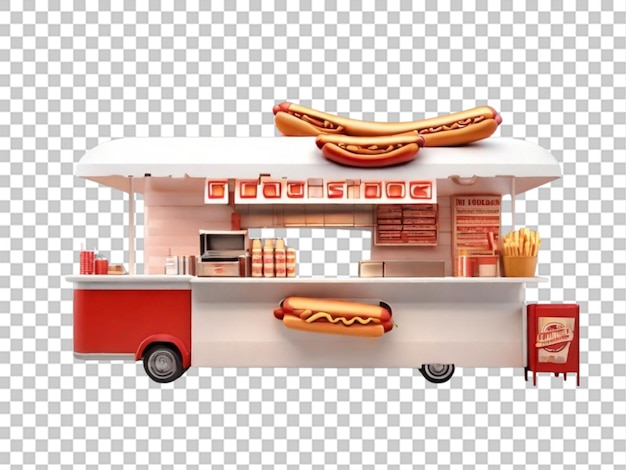 PSD 3d of hotdog stand on white background