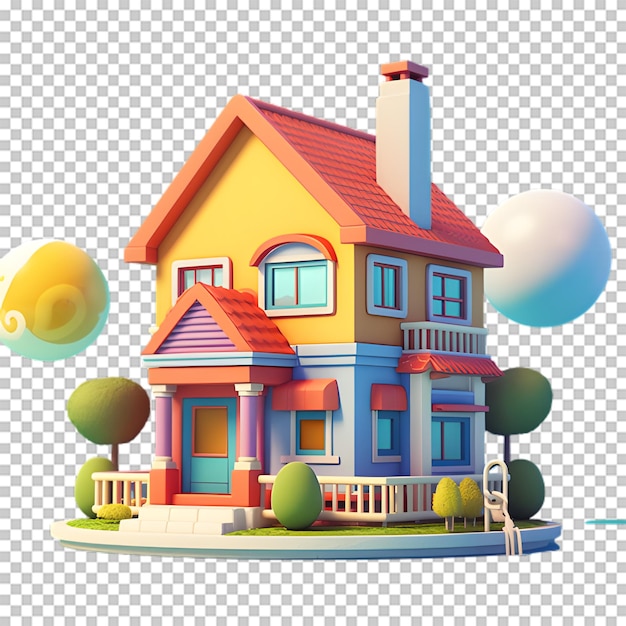 PSD 3d house icon isolated on transparent background