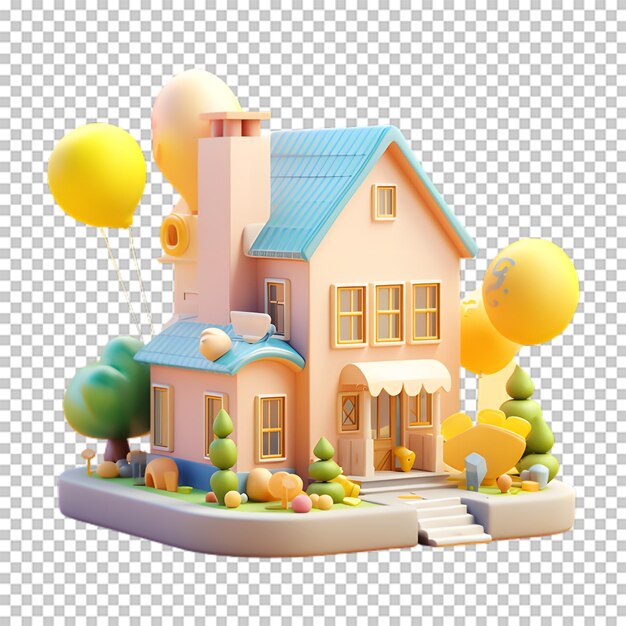 PSD 3d house icon isolated on transparent background