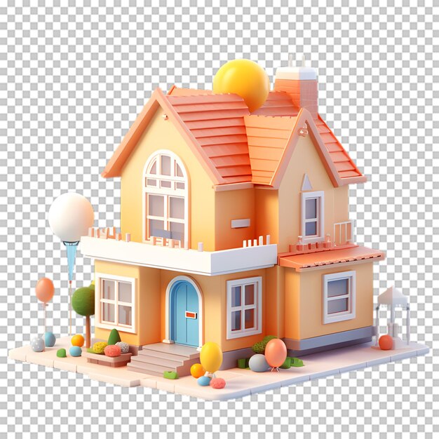 3d house icon isolated on transparent background