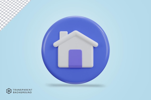 3d house icon on purple circle button vector illustration