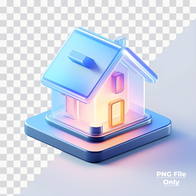 PSD 3d house icon soft smooth lighting only png premium psd