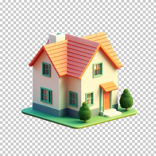 PSD 透明な背景に隔離された3dハウスのイラスト