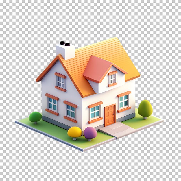 PSD 透明な背景に隔離された3dハウスのイラスト