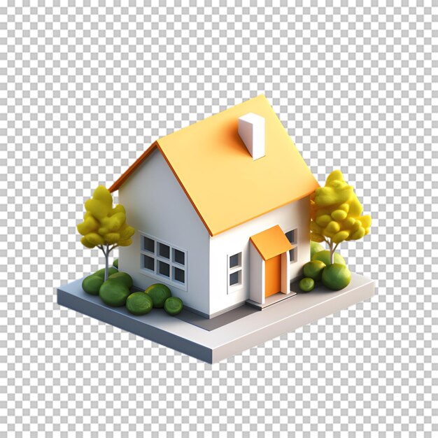 3d house illustration isolated on transparent background