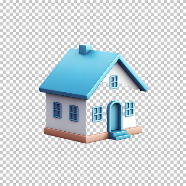 3d house illustration isolated on transparent background