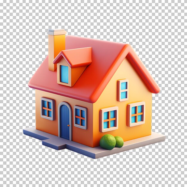 PSD 3d house illustration isolated on transparent background