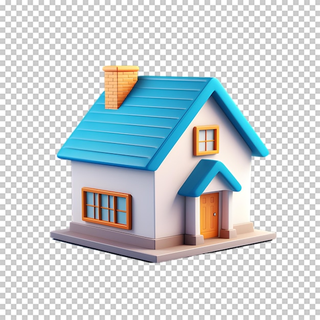 3d house illustration isolated on transparent background