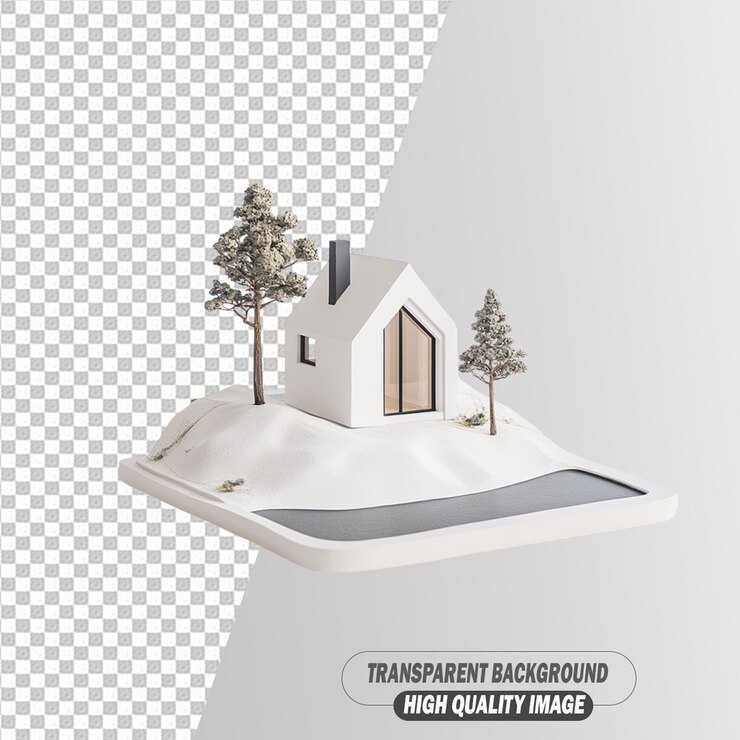 PSD 3d-модель дома на прозрачном фоне psd-файла