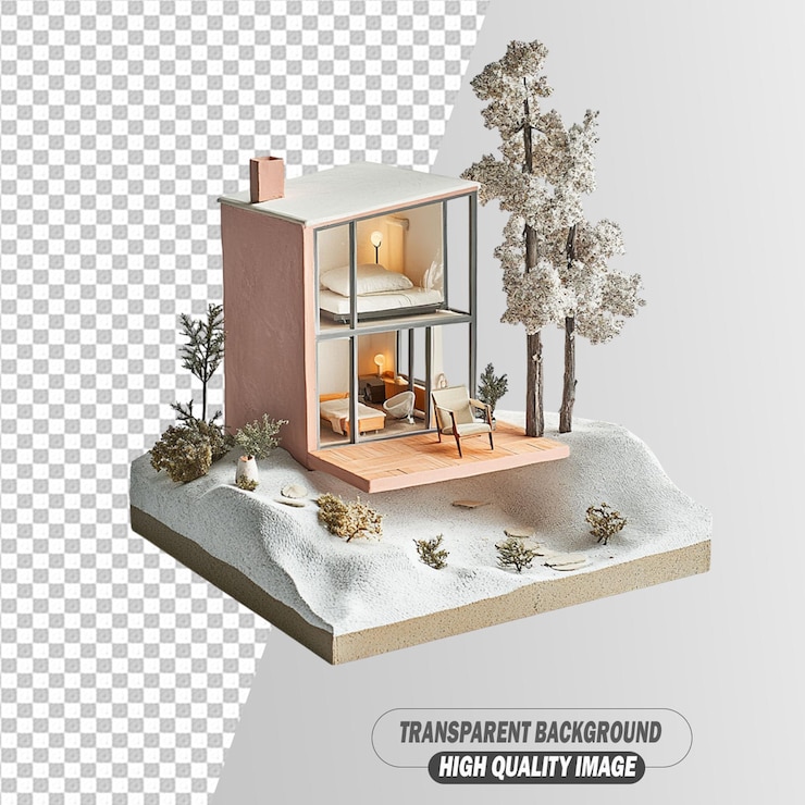 PSD 3d-модель дома на прозрачном фоне psd-файла