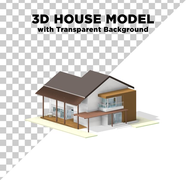 PSD 3d house model with transparent background