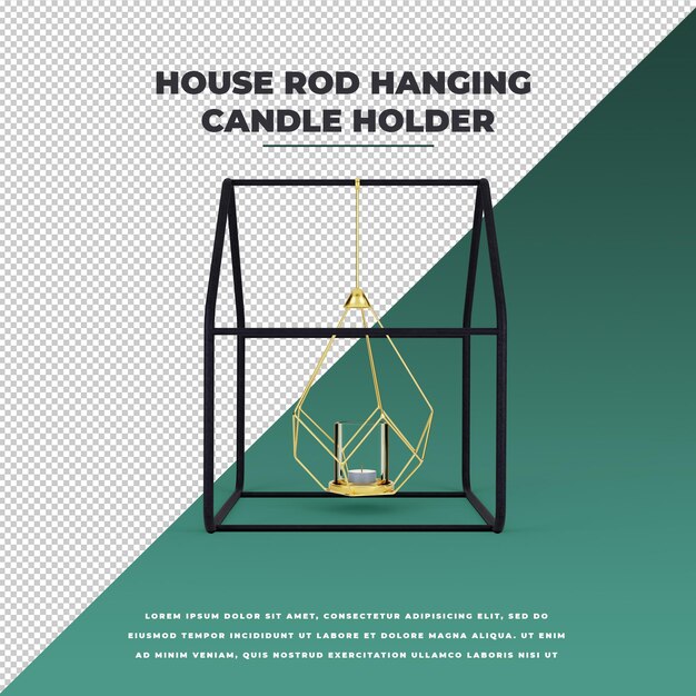 PSD 3d house rod hanging candle holder