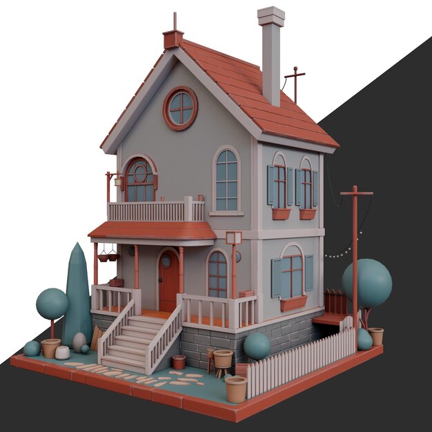 PSD 3d house