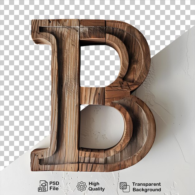 PSD 3d houten letter b alfabet png geïsoleerd op doorzichtige achtergrond