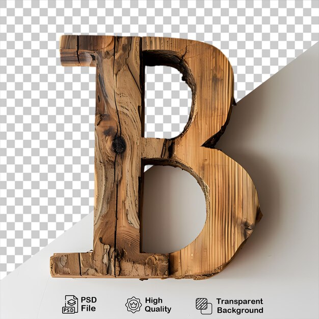 PSD 3d houten letter b alfabet png geïsoleerd op doorzichtige achtergrond