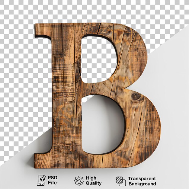 PSD 3d houten letter b alfabet png geïsoleerd op doorzichtige achtergrond