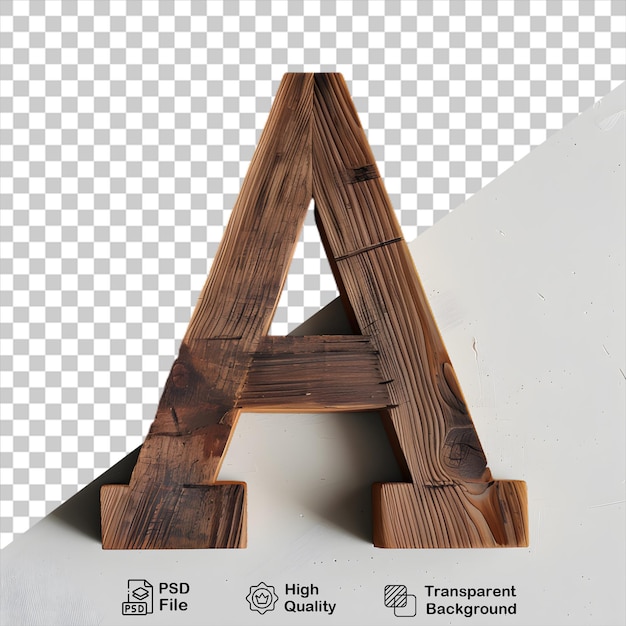 3d houten letter een alfabet png geïsoleerd op transparante achtergrond