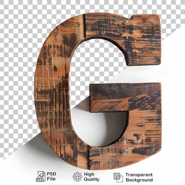 3d houten letter g alfabet png geïsoleerd op doorzichtige achtergrond