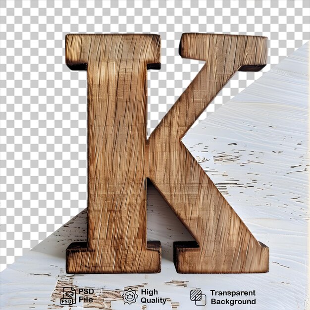 3d houten letter k alfabet png geïsoleerd op doorzichtige achtergrond