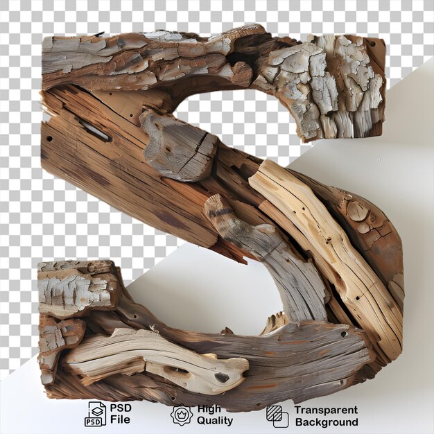 3d houten letter s alfabet png geïsoleerd op doorzichtige achtergrond