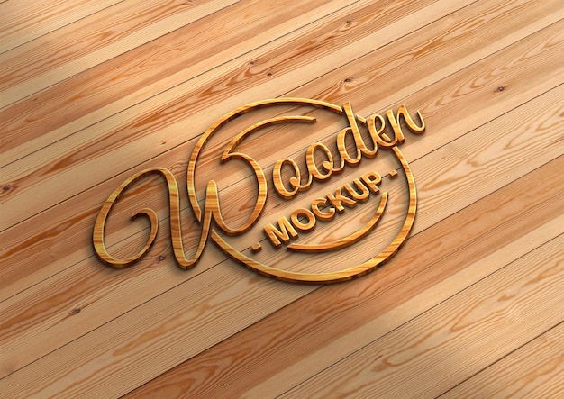 3d houten logo mockup