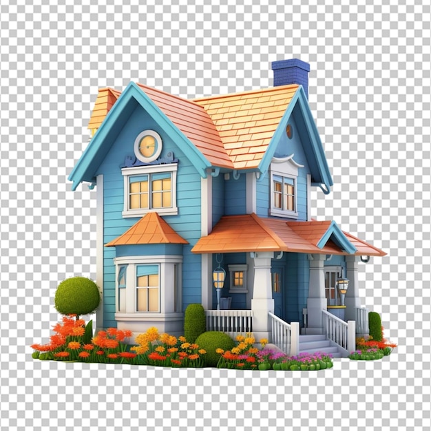 3d huis clipart op witte achtergrond