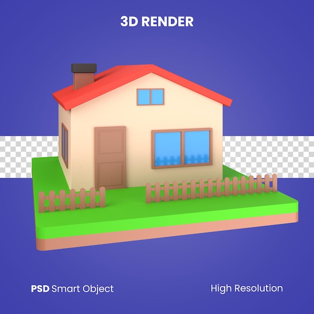 PSD 3d huis render geïsoleerd