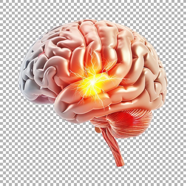 3d human brain on transparent background ai generated
