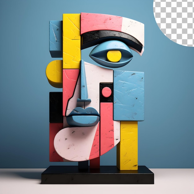 PSD 3d human face man portrait in cubism picasso style