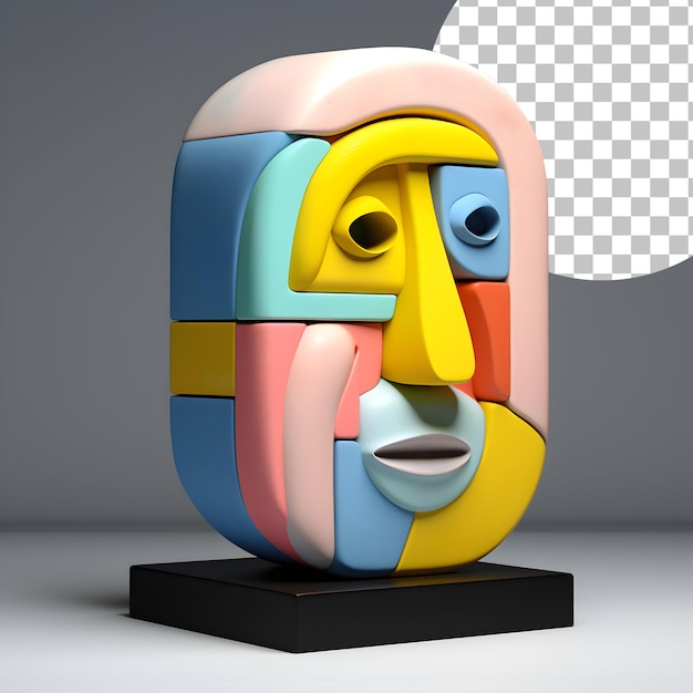 PSD 3d human face man portrait in cubism picasso style