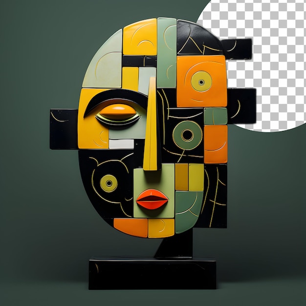 PSD 3d human face man portrait in cubism picasso style