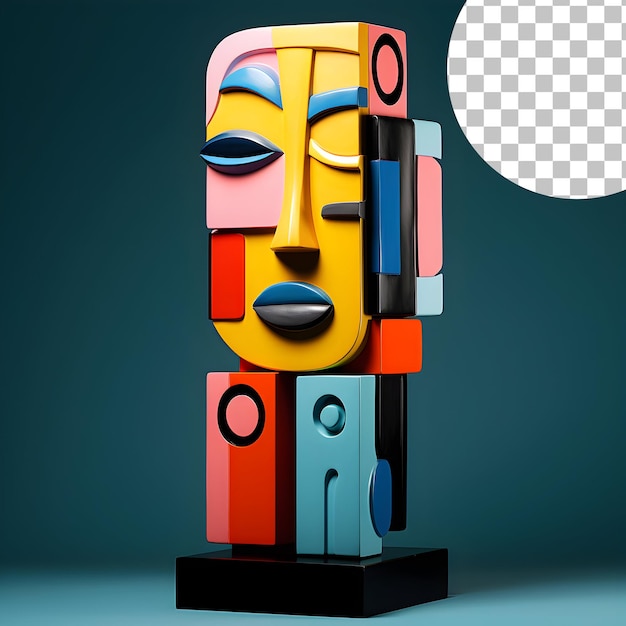 PSD 3d human face man portrait in cubism picasso style