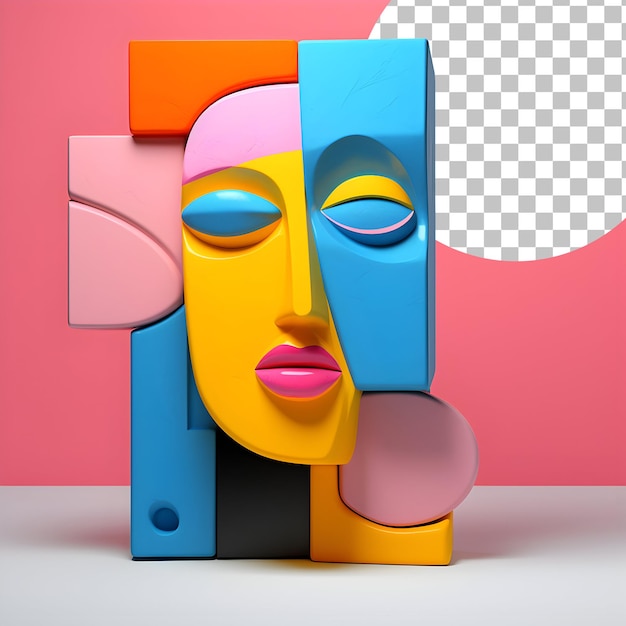 PSD 입체파 피카소 스타일의 3d 인간 얼굴 여자 초상화