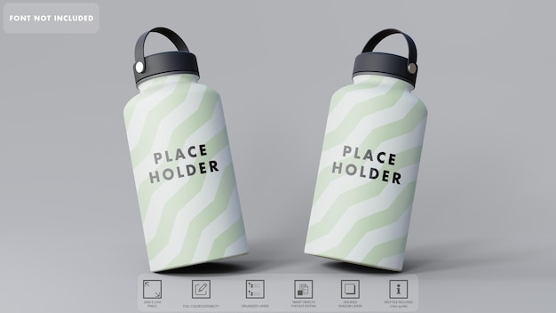 3d hydro flasks mockup