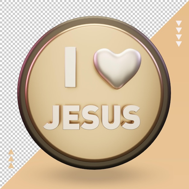 PSD 3d i love jesus easter icon rendering front view