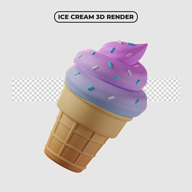 PSD 3d ice cream cartoon icon illustration