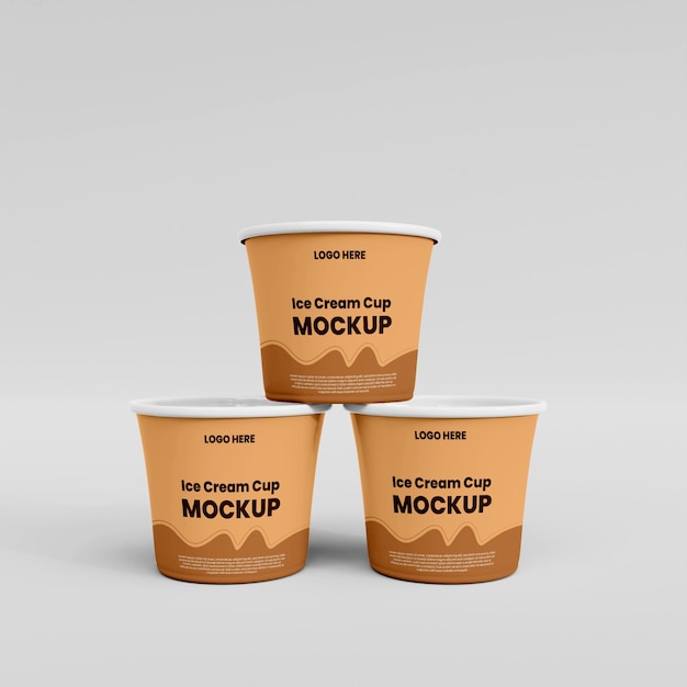 PSD 3d ice cream cup mockup