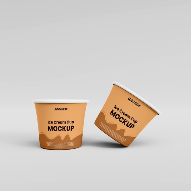 PSD 3d ice cream cup mockup