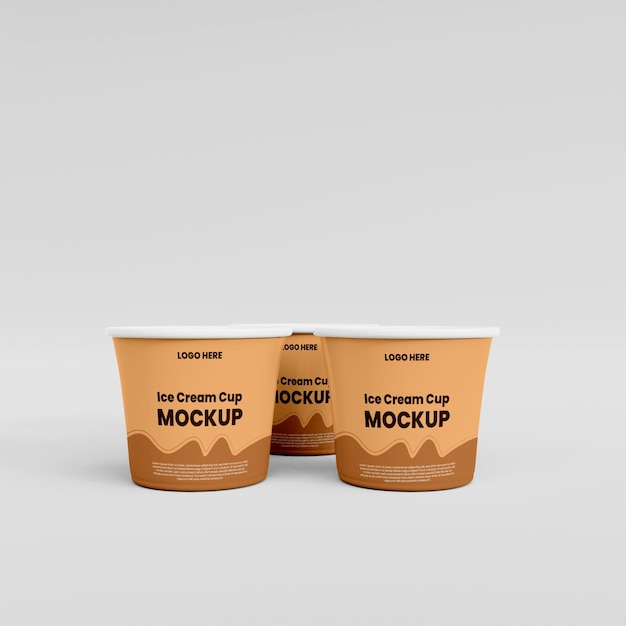 PSD 3d ice cream cup mockup