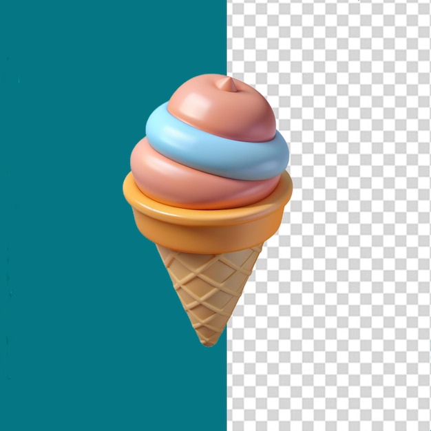 A 3d ice cream on transparent