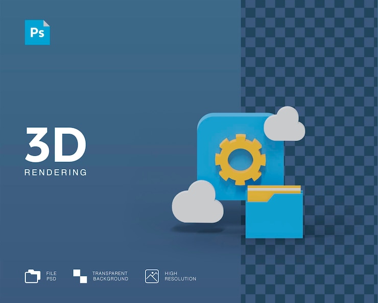 PSD 3d icloud storage illustration