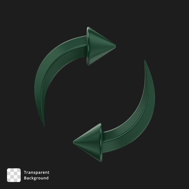 PSD 3d icon of 2 curved arrows rotating around each other