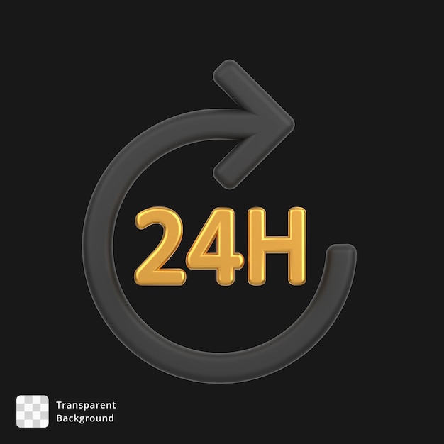 PSD 3d icon of a 24 hour return policy