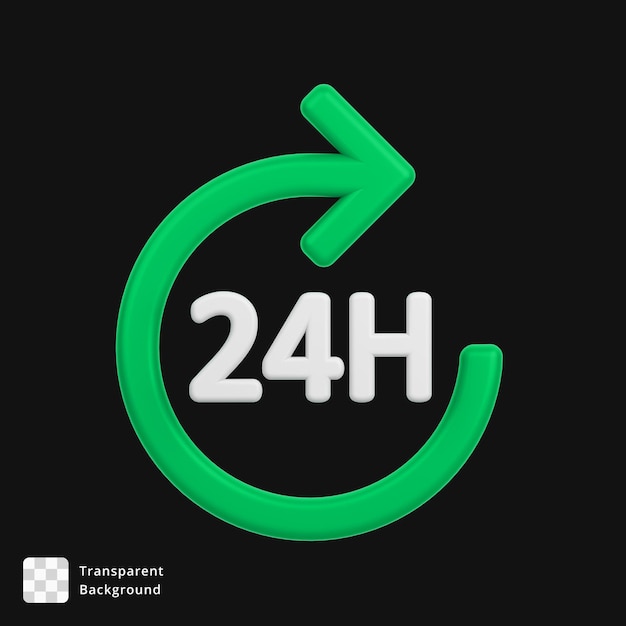 PSD 3d icon of a 24 hour return policy